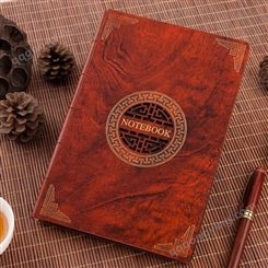 红木复古笔记本创意镂空雕花企业商务馈赠精装记事本可定制logo