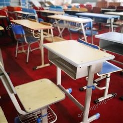 学生课桌椅厂家    双人课桌  可升降培训班辅导班桌椅