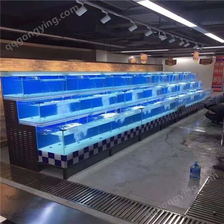 海鲜鱼缸定制 衡阳饭店水产养殖缸 超市商用海鲜池销售