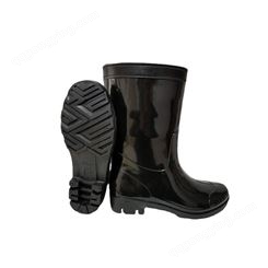 中筒单层雨靴消防救援橡胶水鞋PVC应急雨靴消防防汛中筒雨鞋继开
