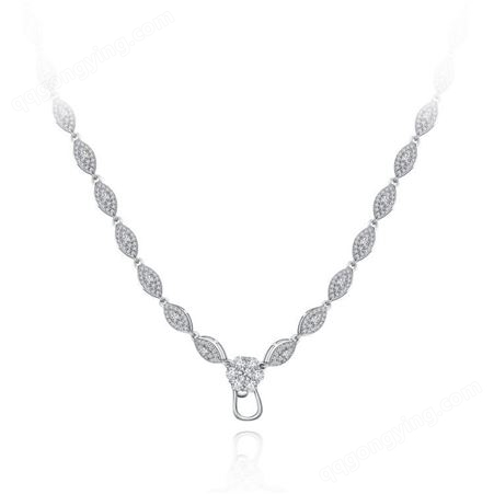 俊恒珠宝通体s925银镶嵌高碳钻白18寸龙虾扣自由搭配项链不含吊坠