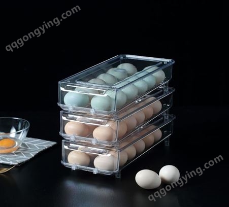 双层鸡蛋盒收纳盒放冰箱的保鲜家用塑料盒滚动鸭蛋盒子大