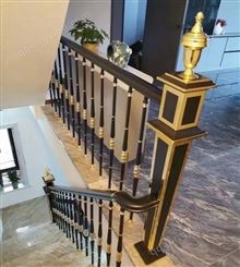 别墅铜楼梯室内单支根柱 会所楼梯护栏 轻奢风格好看