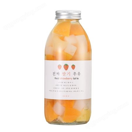 鸿皓 韩国网红饮料玻璃瓶 500ml牛乳瓶果汁酸奶玻璃密封罐