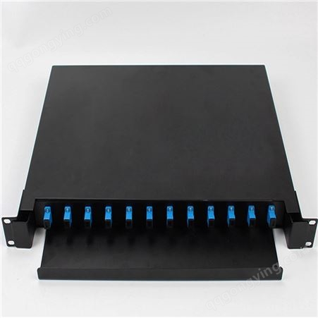 源厂直供KJ-19英寸抽拉式光纤终端盒 12芯1U光缆配线盒
