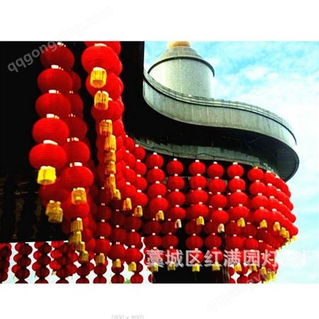 城市春节夜景照明工程-LED路灯杆张挂三连串灯笼-led中国结灯