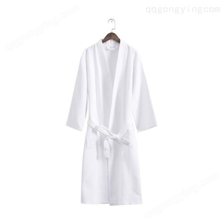 美容院宾馆酒店全棉浴袍 华夫格浴袍白色开衫浴衣薄款夏季女
